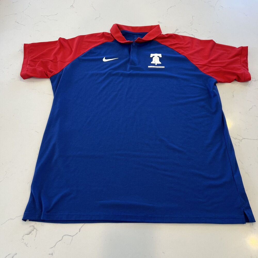Nike Dri Fit MLB Philadelphia Phillies Men’s Polo Retro Bell Size XL